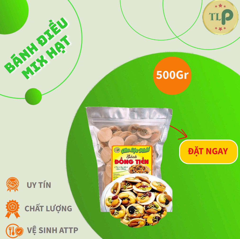 500G BÁNH ĐIỀU MIX HẠT DINH DƯỠNG THƠM NGON GIÒN GIÒN TÂN LỘC PHÁT