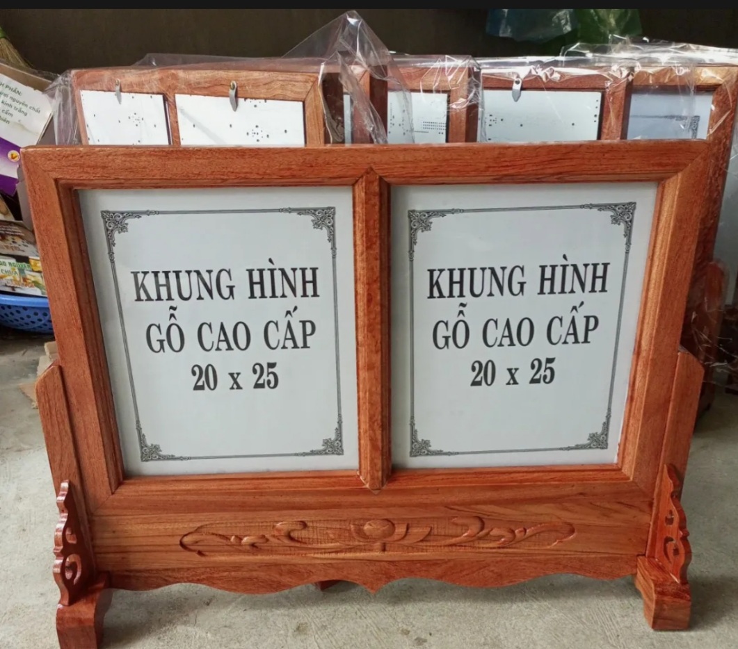 Khung ảnh thờ đôi gỗ hương cao cấp -2 kích cỡ