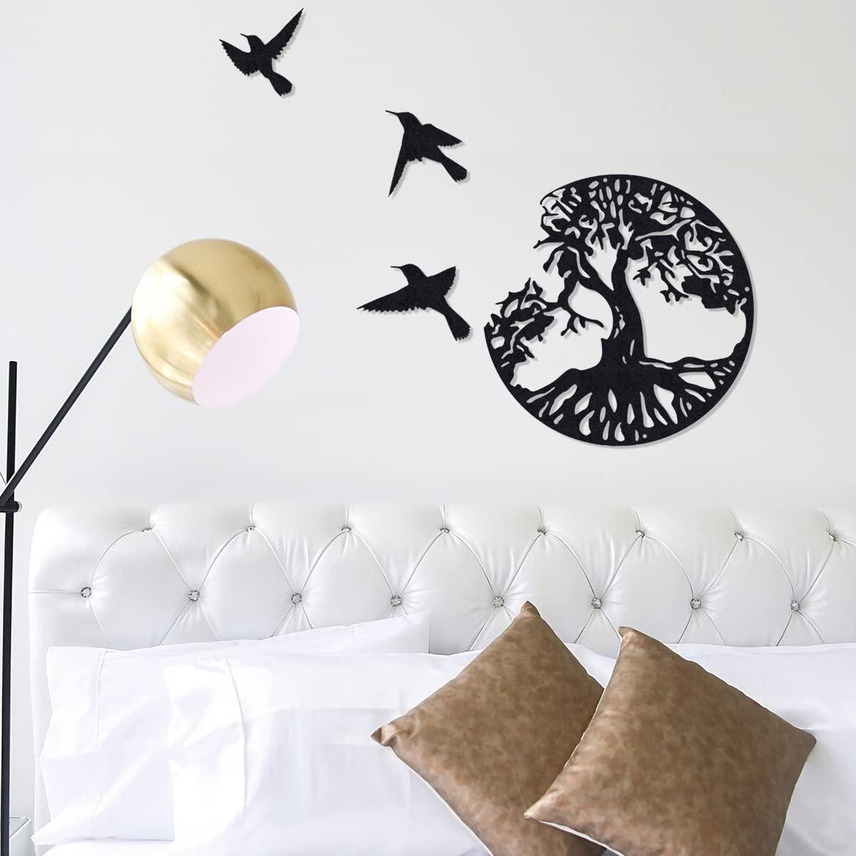 Cây kim loại của trang trí tường bằng kim loại Nghệ thuật hình bóng, cây kim loại gia đình 28x28cm, trang trí tường, trang trí nội thất, trang trí vườn nội thất ngoài trời