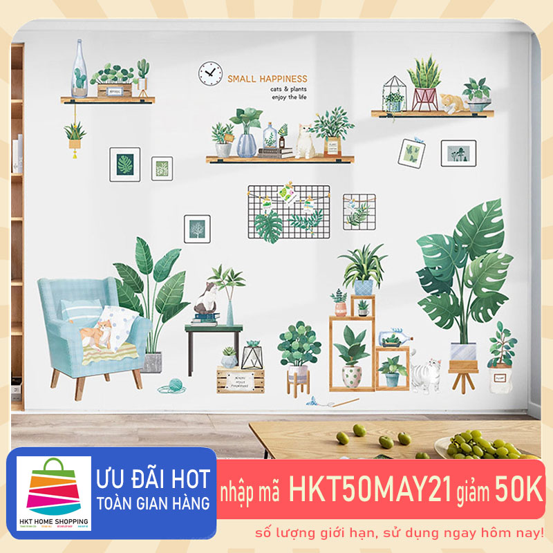 Sticker Giấy Dán Tường Decal Dán tường Mẫu Hoa Lá Cực Xinh ZH028