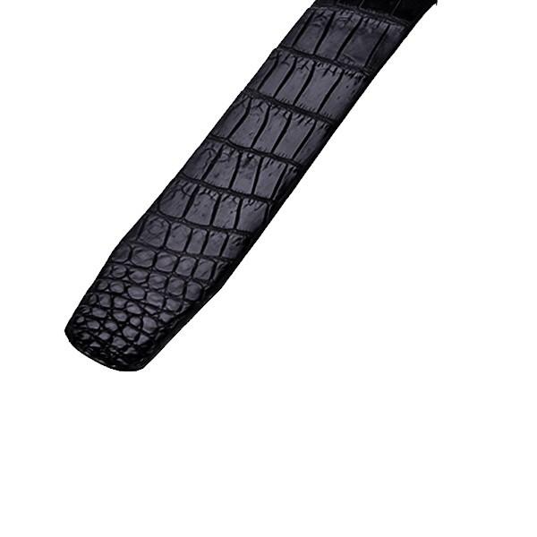 Dây nịt nam da cá sấu Huy Hoàng gai đuôi 4P đầu kim màu đen HT4835