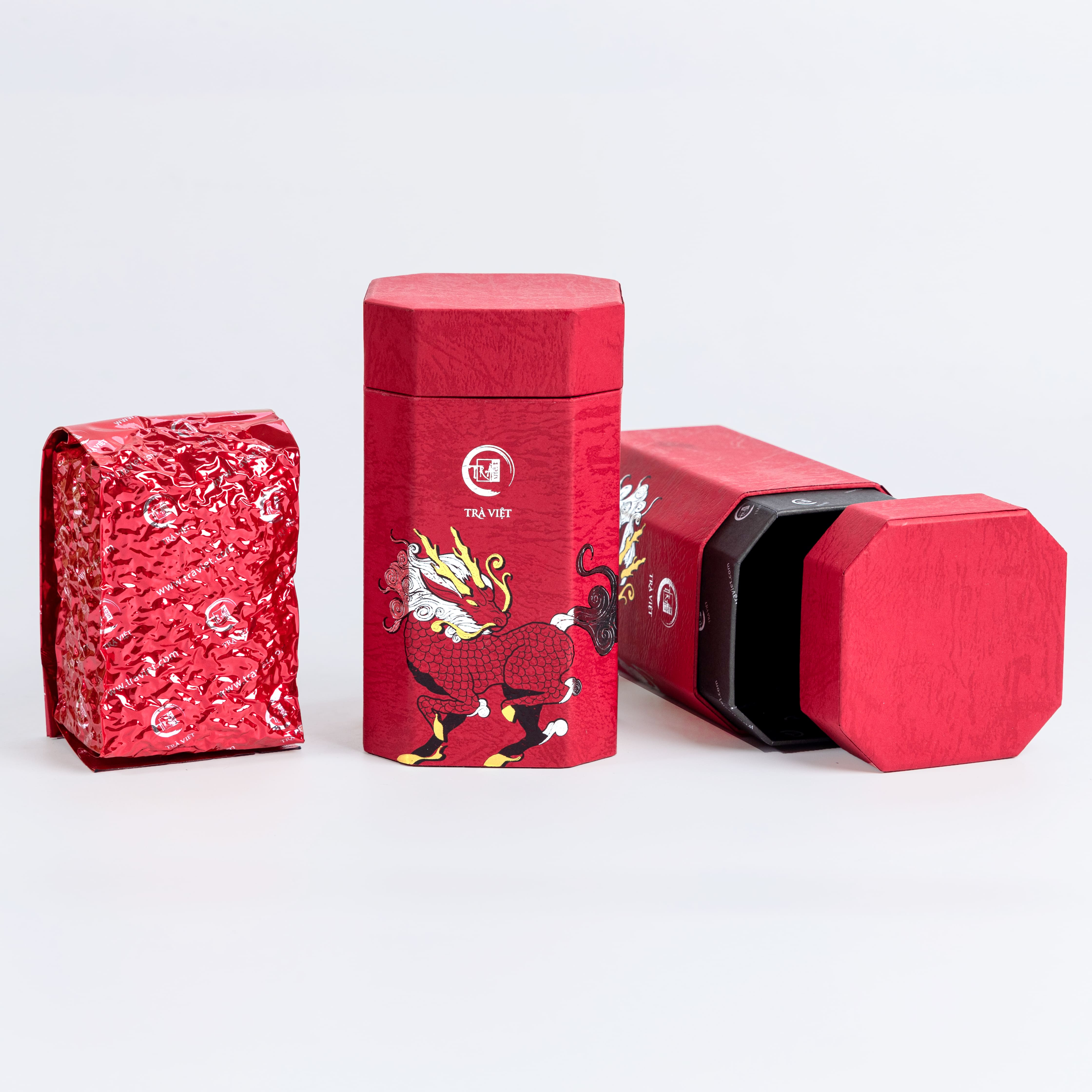 [ Quà Tết Cao Cấp - TRÀ VIỆT ] – Hộp Quà Tâm Phúc Giấy Gân Nổi Mỹ Thuật – Quà Tặng Sang Trọng