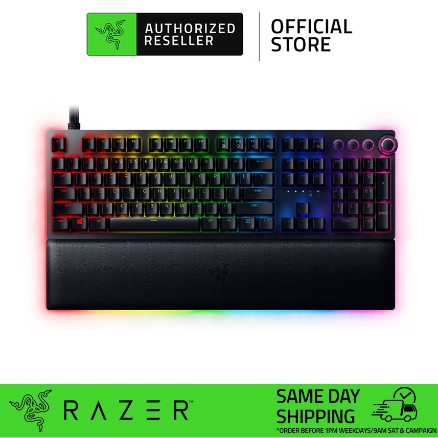 Bàn phím game cơ học có dây Razer Huntsman V2 Analog Full size kèm kê tay - Keycap PBT doubleshot Led RGB Hàng nhập khẩu