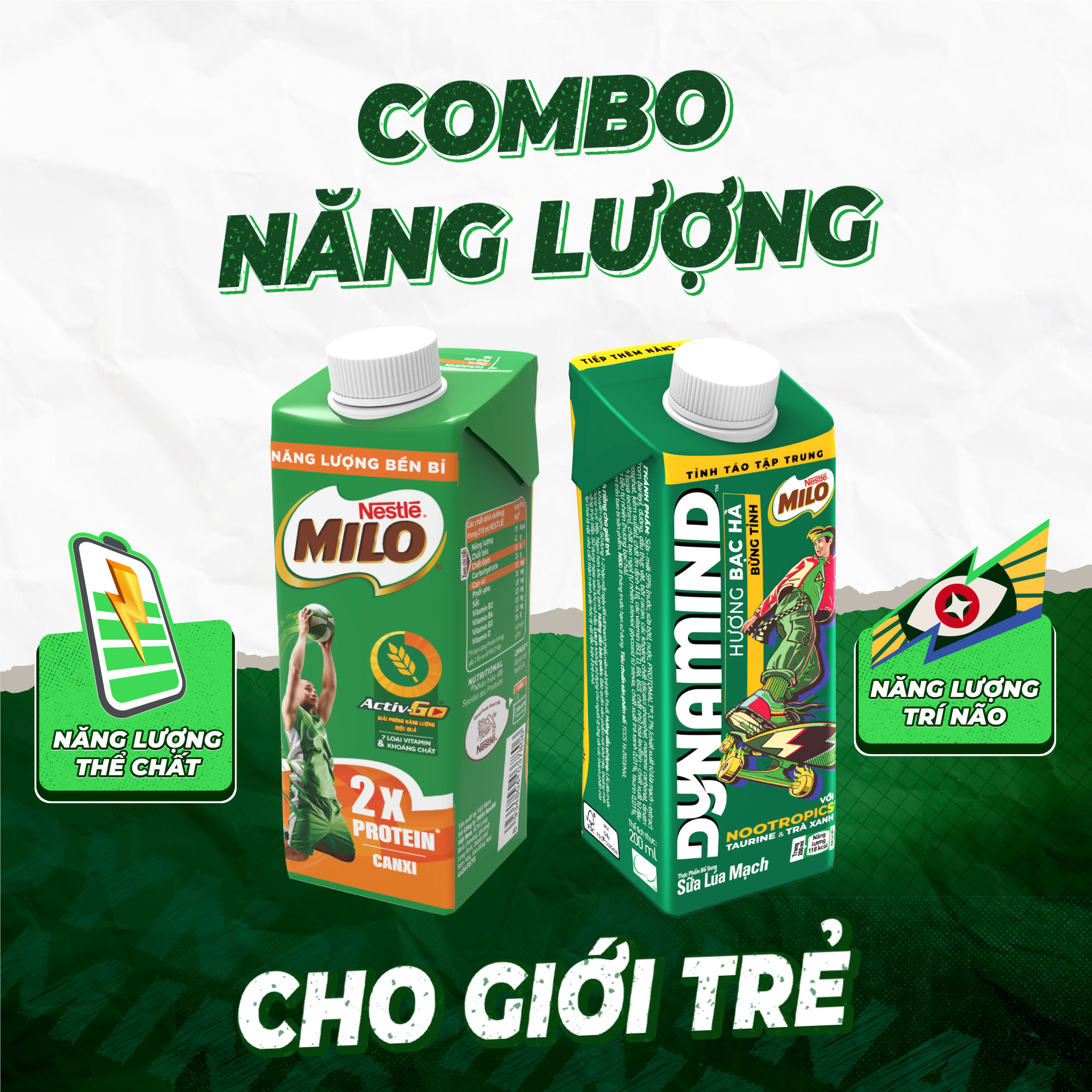 Thùng 24 hộp sữa lúa mạch Nestlé MILO Dynamind Bạc Hà mới