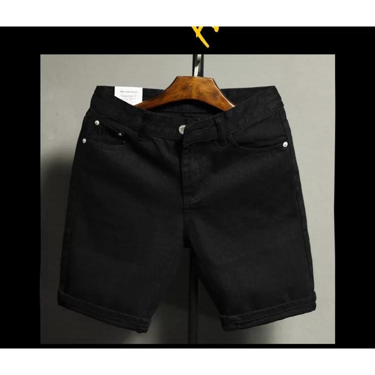 Quần short jean nam đen trơn short jean trắng trơn short jean rách xước