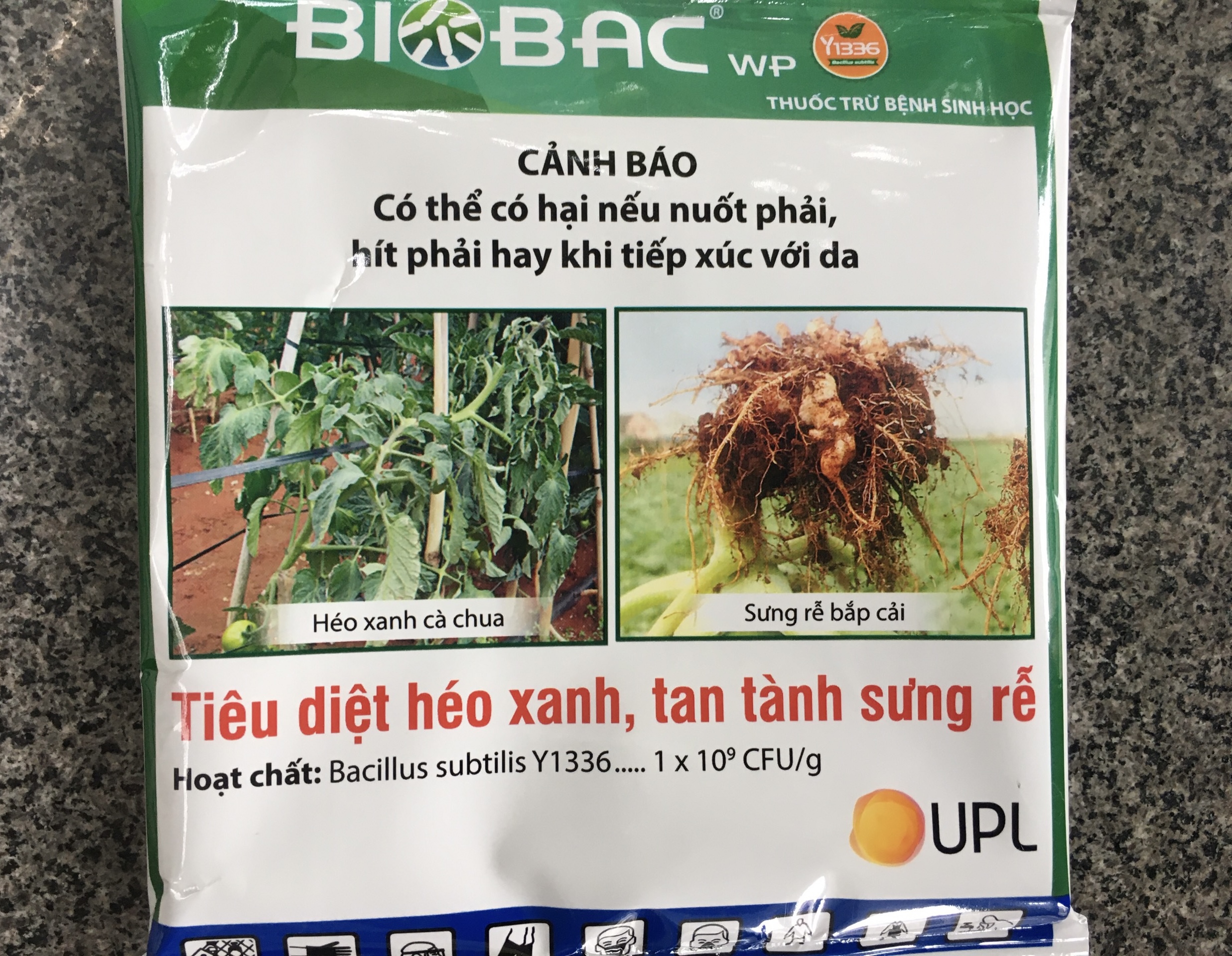 Trừ bệnh sinh học BioBac WP - Tiêu diệt Héo xanh, Sưng rễ (100gr/gói)