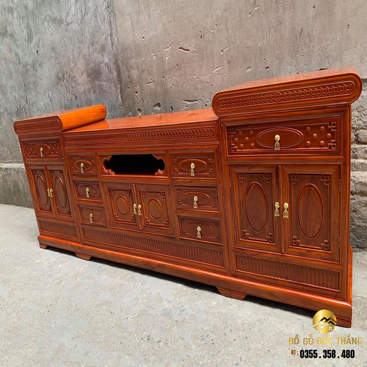 Kệ tivi gỗ hương đá mẫu mõ lõm