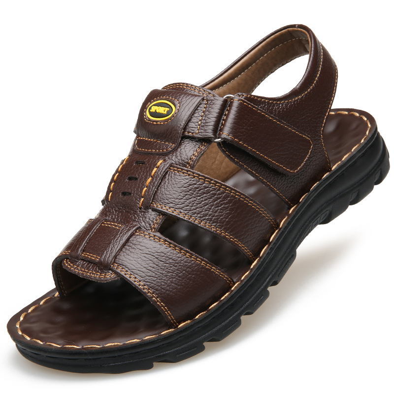 Giày Sandal (Xăng Đan) dép quai hậu big size cỡ lớn cho nam chân to cân đối bằng da bò - SD146