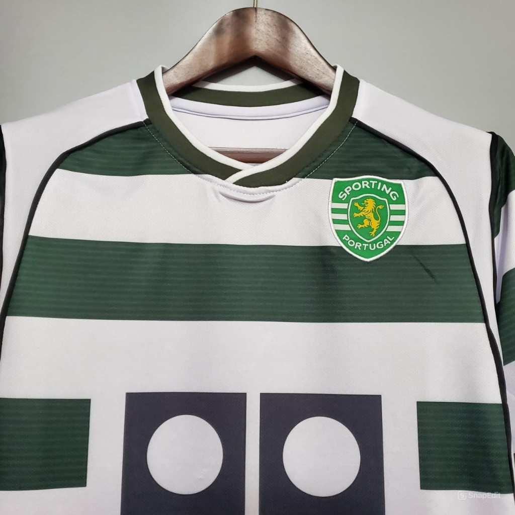 Áo Bóng Đá Retro Sporting Lisbon 2002 - Sân Nhà In Tên Ronaldo Số 28 bản cao cấp vải Cotton Polyester