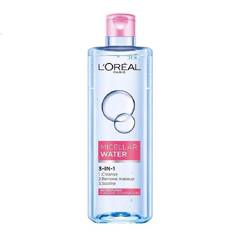 [L'OREAL PARIS] Nước Tẩy Trang Cho Da Khô Nhạy Cảm Giúp Sạch Sâu Ẩm Mịn Micellar Water 3-in-1 Moisturizing 400/95ml