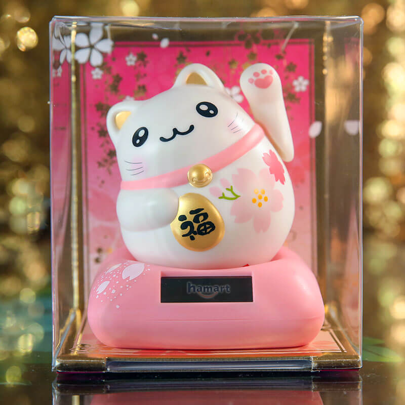 Mèo May Mắn Maneki Neko Nhật Bản 2023 Tự Động Vẫy Tay Chiêu Gọi Phúc Tài Pin Năng Lượng Ánh Sáng Hamart