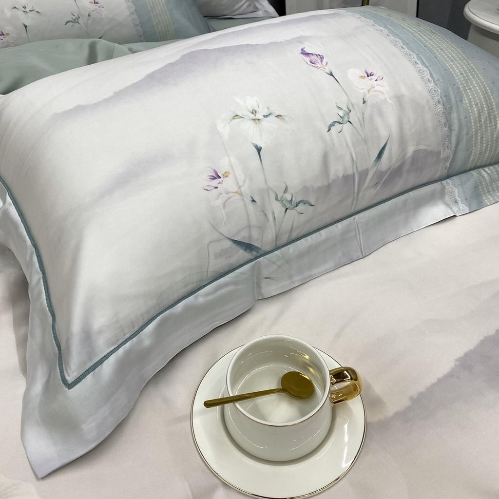 Bộ chăn ga gối LUXURY DESIGN 530 lụa Tencel 100S in họa tiết Thiên nhiên cách điệu trẻ trung, mềm mịn