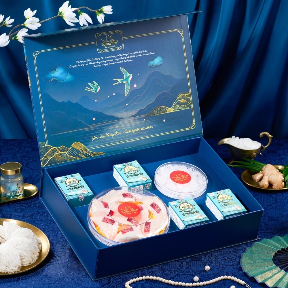 [CHÍNH HÃNG] Yến Sào Hoàng Kim - Hộp Quà Phát Lộc Thịnh (50g Tổ Yến Thượng Hạng &amp; 4 Hũ Yến Ăn Kiêng) - Quà Tặng Đẳng Cấp