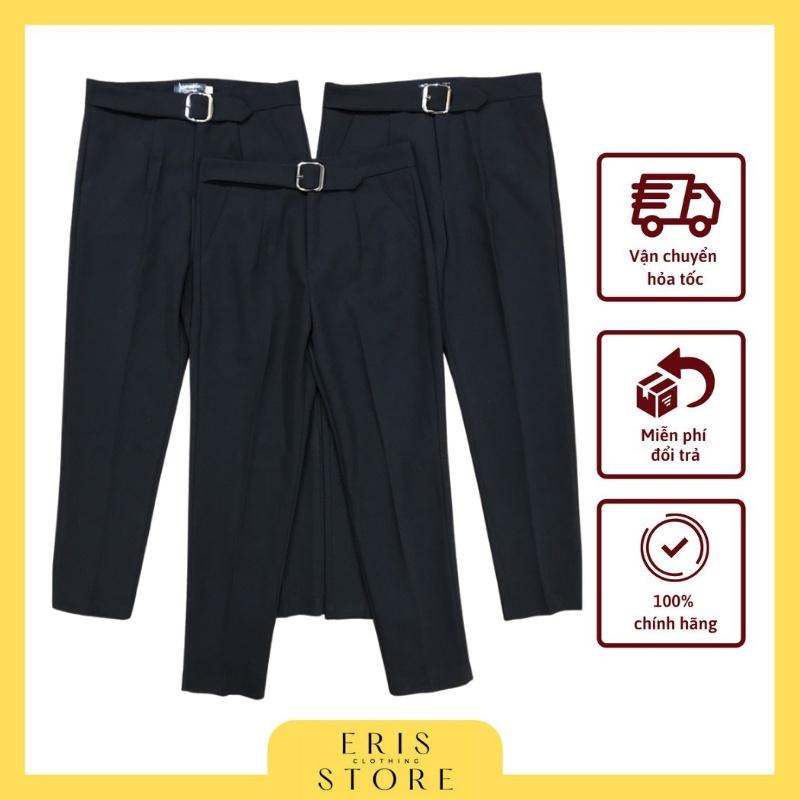 Quần baggy nữ công sở đai vuông cạp cao vnxk chất đẹp có ảnh thật