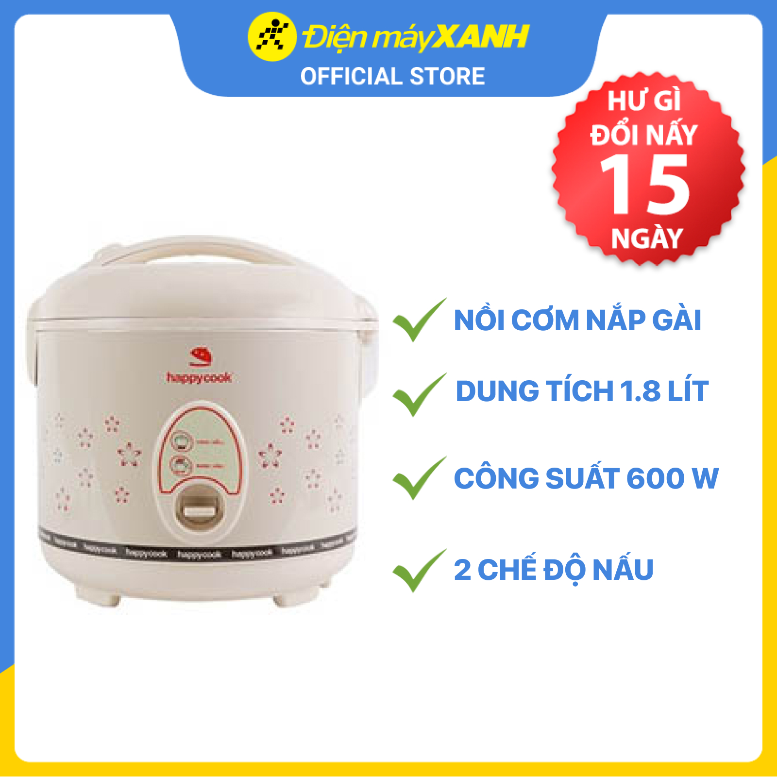 Nồi Cơm Điện HappyCook HC-180 (1.8L) - Hàng chính hãng