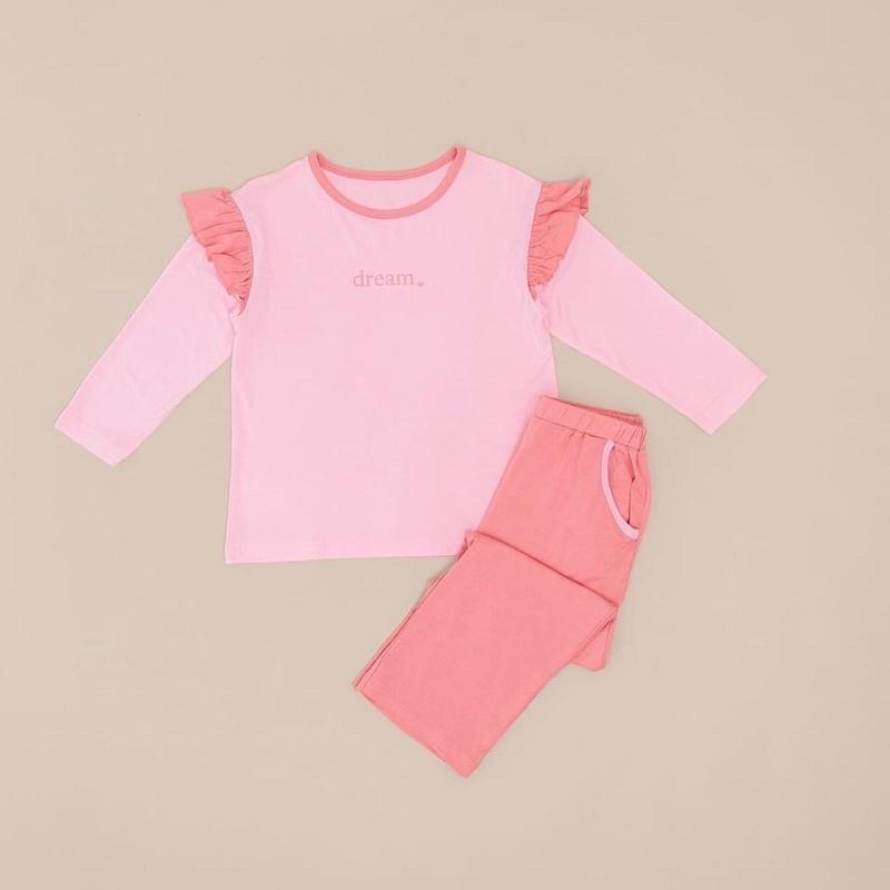 Bộ quần áo dài tay pyjama hồng bé gái 2-5 tuổi