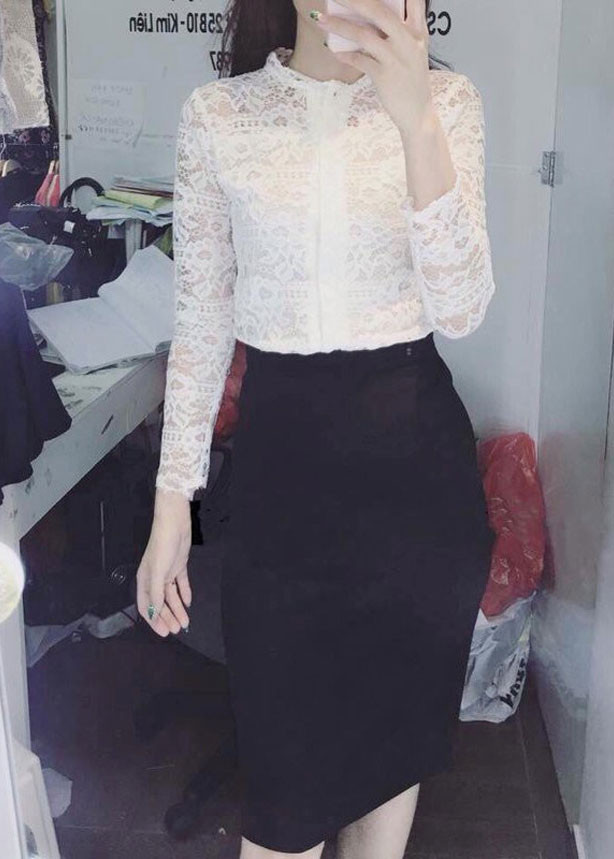 Áo ren màu trắng 2 lớp