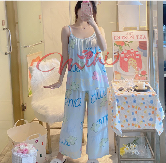 Bộ Ngủ Nữ Mặc Nhà Chất Đũi Mềm Mát Xịn Thơm Mặc Dễ Chịu Cả Ngày Bộ ngủ lanh lụa đồ ngủ đồ mặc nhà 2 dây cute dễ thương