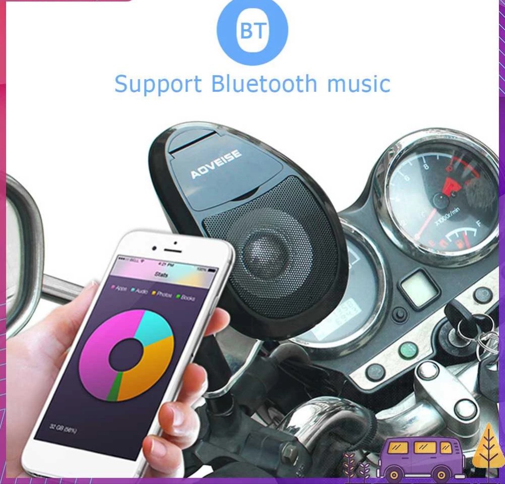 loa AOVEISE MT493 gắn chân gương xe máy kết nỗi bluetooth âm thanh cực chất chống nước
