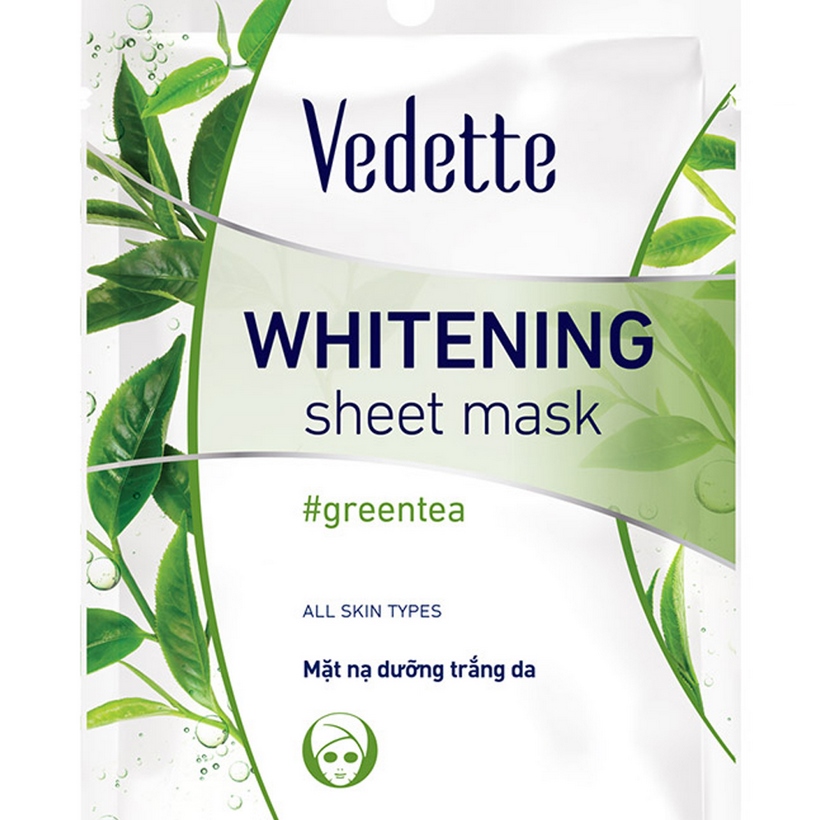 Mặt nạ giấy dưỡng trắng da trà xanh Vedette Whitening Mask Green Tea 22ml