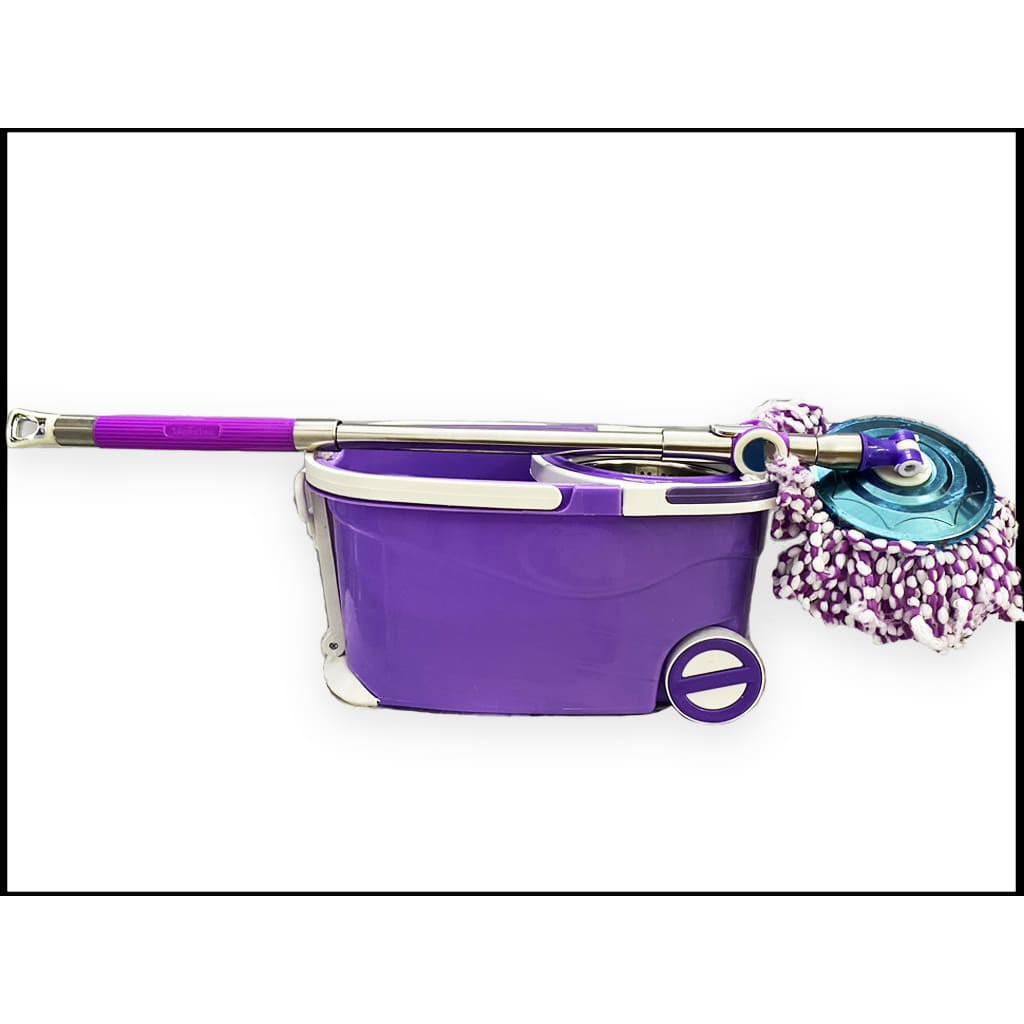 Bộ lau nhà 360 cao cấp thùng lau tự vắt thông minh lồng inox cây lau inox chắc chắn kèm 2 bông lau sợi cotton thấm hút cực tốt