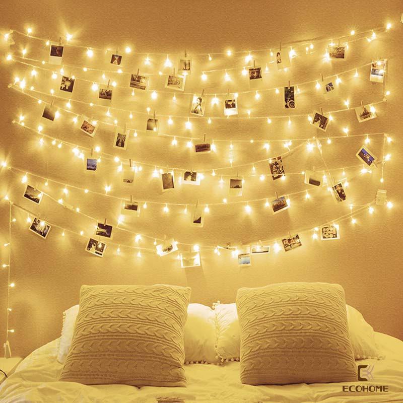 Combo 20 kẹp gỗ thông + dây đèn led 7m 50 bóng LED fairy light trang trí decor phòng ngủ