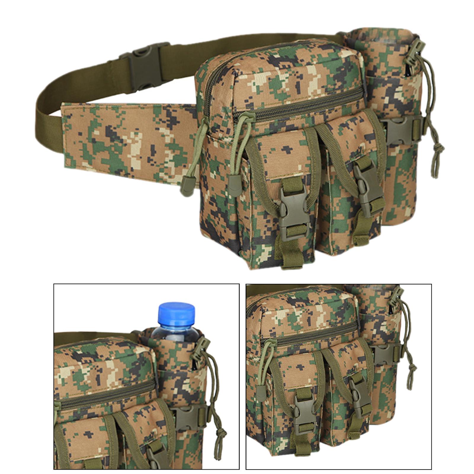 Outdoor Men Waist Pack Bag Hiking Water Bottle Pouch Waterproof Sports Hunting Walking Climbing Mountaineering Riding Fishing Camping Shooting Utility