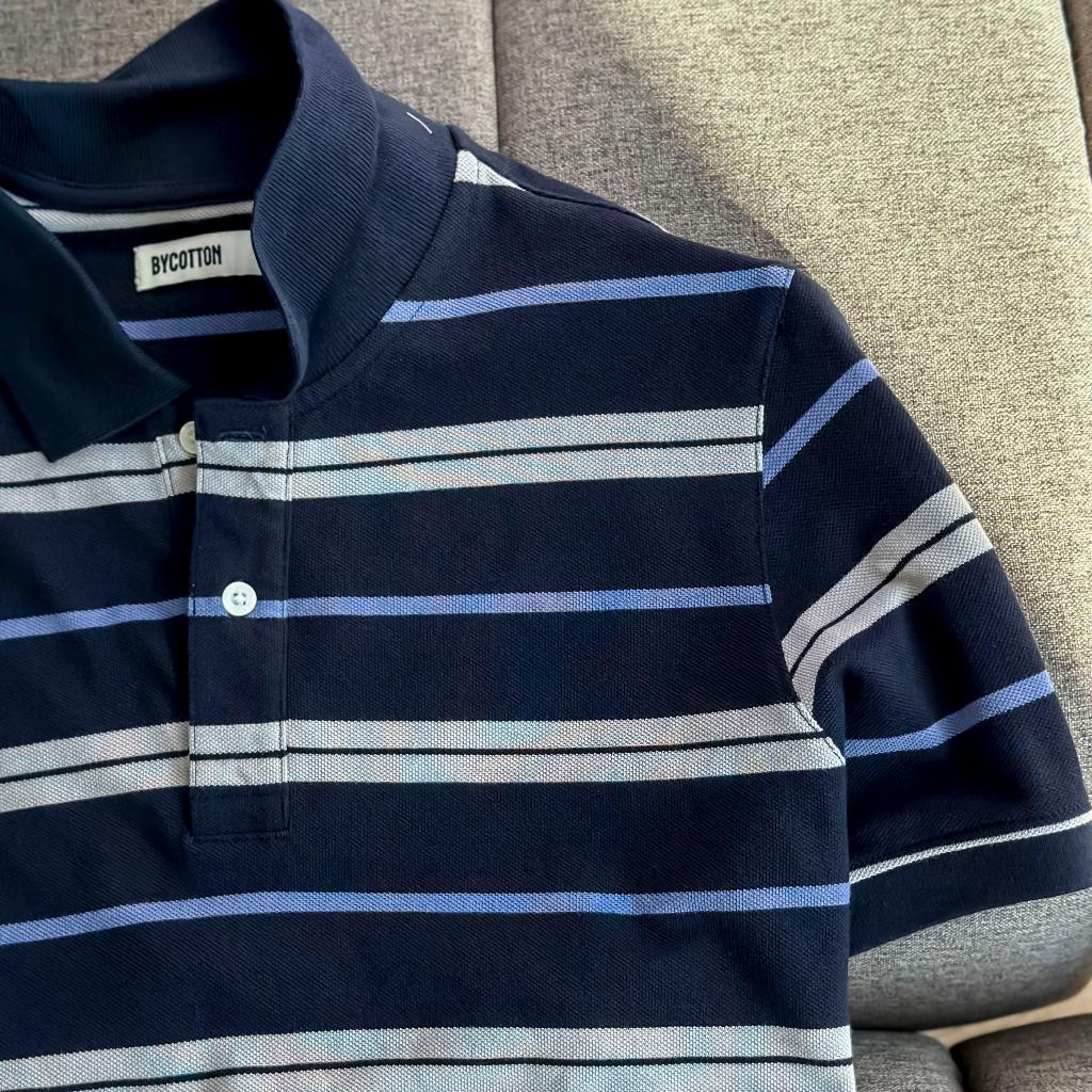 Áo Polo Nam Cao Cấp Có Cổ BY COTTON Sọc Xanh Tím Nam Tính, Thanh Lịch, Sang Trọng, Trẻ Trung