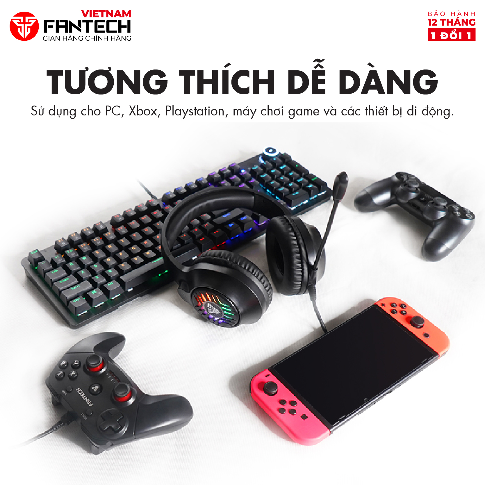 Tai nghe gaming Fantech MH87 Đèn LED RGB, Micro chống ồn - Chân cắm USB + 3.5mm - Hàng chính hãng