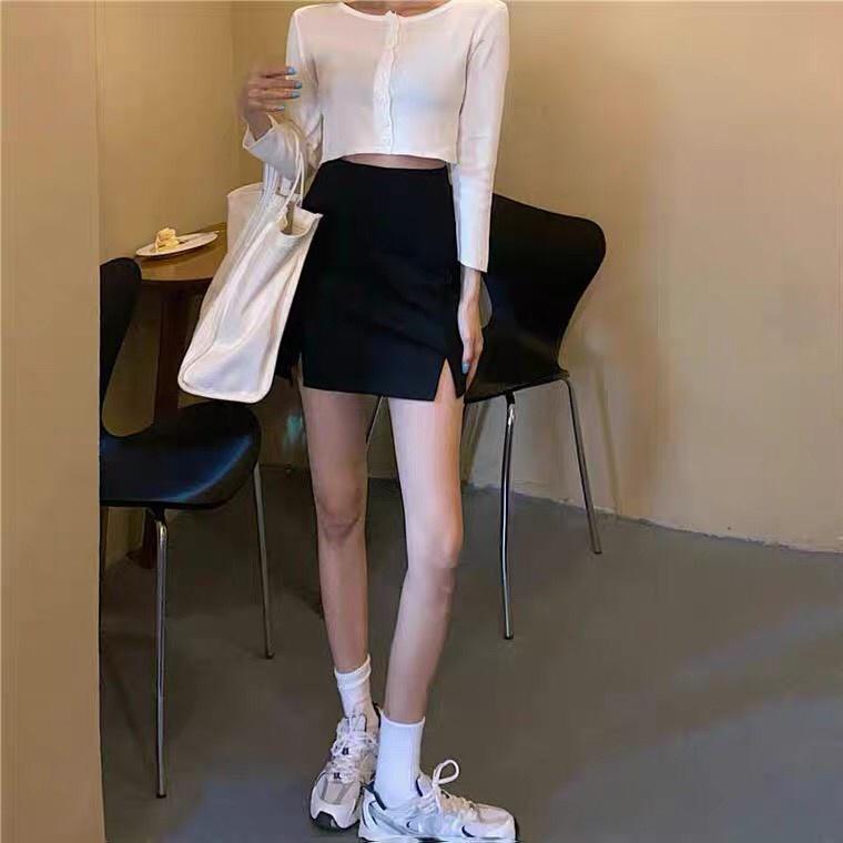 Chân Váy Chữ A Lưng Cao Màu Đen/Caro (Có Ảnh Thật) M142 - L