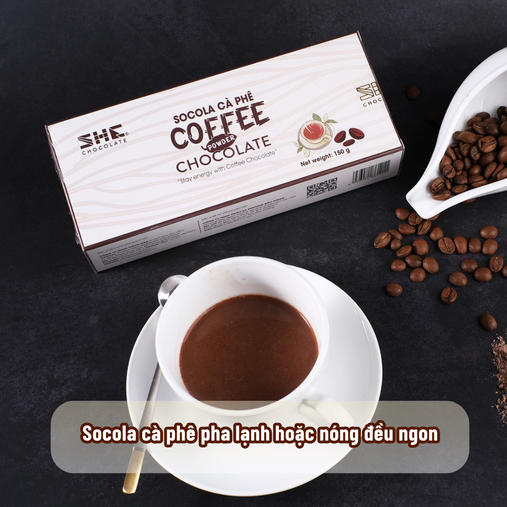 Socola bột Cà phê - Hộp 150g - SHE Chocolate. Hương vị đậm đà, thơm ngon tăng sự tỉnh táo. Hương vị đậm đà, bổ sung năng lượng, tốt cho sức khỏe. Quà tặng người thân, dịp lễ
