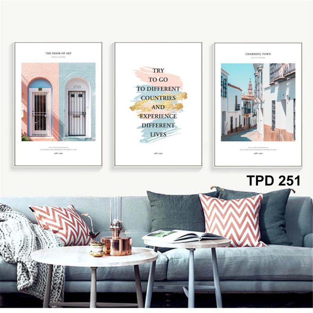 - Bộ tranh canvas CHIM CÔNG 3 bức treo tường có khung phong cách hiện đại- Phòng Khách - Phòng ngủ