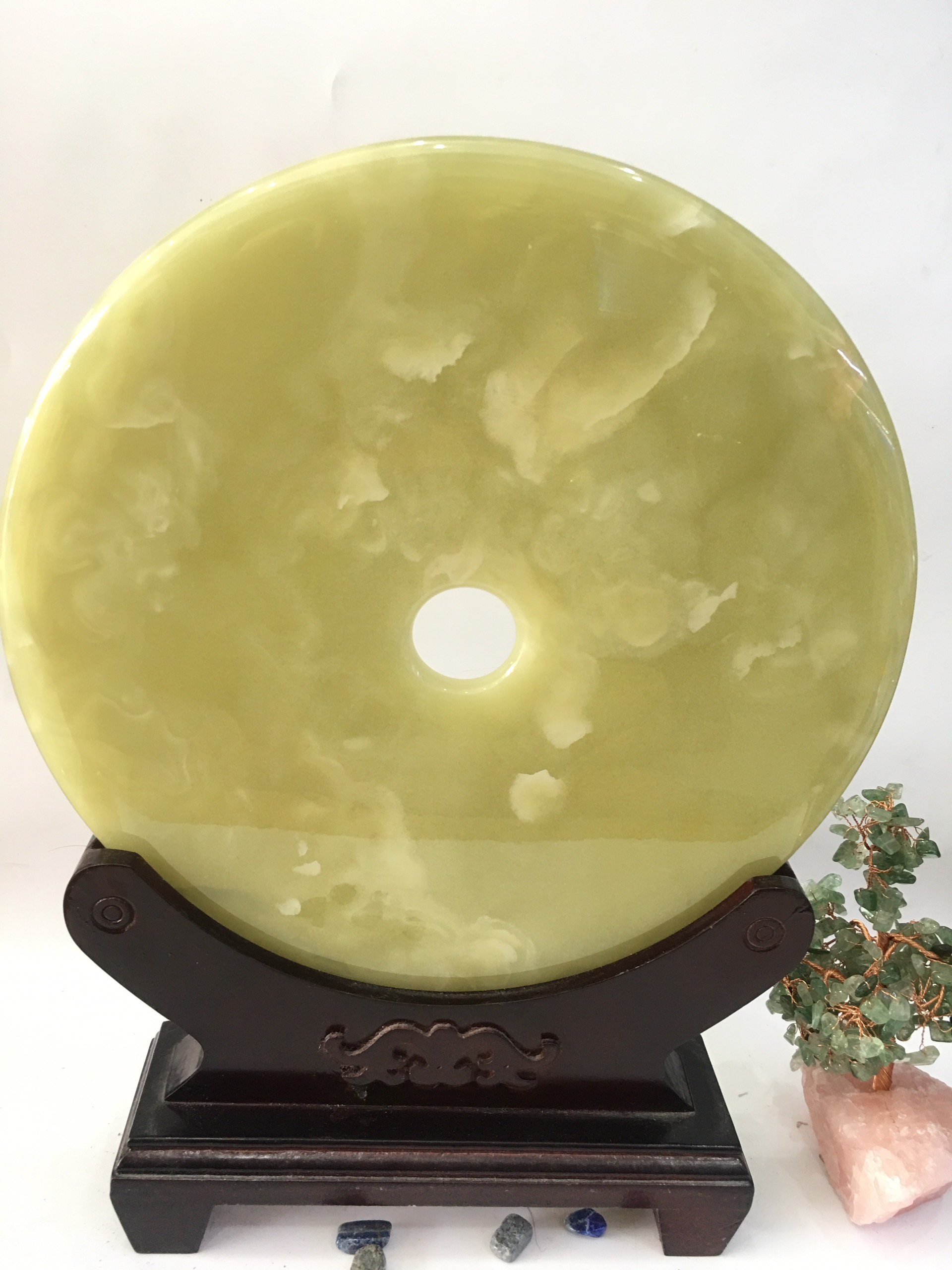 Đồng điếu đá ngọc xanh nhạt - cao 38cm - 3,35kg