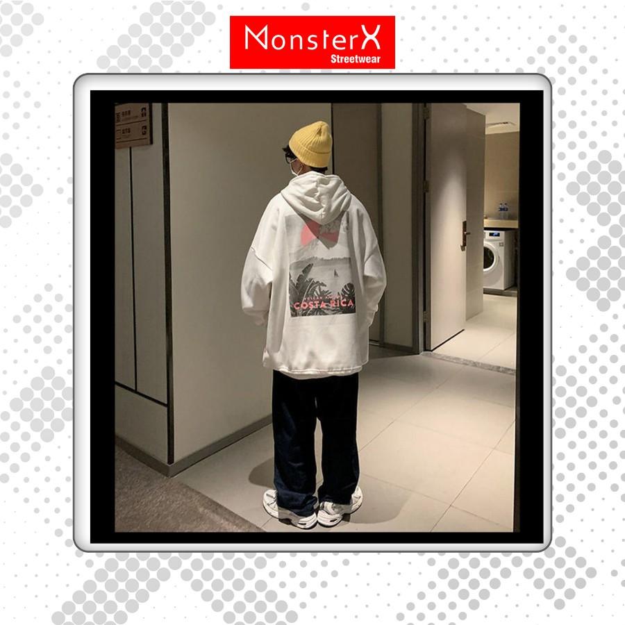 Áo mũ Hoodie Unisex MonsterX Rica form rộng 5 màu nỉ bông cặp đôi nam nữ Oversize Ulzzang thu đông