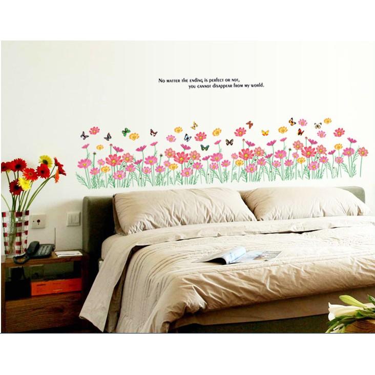 Decal trang trí chân tường Hoa Cúc Hồng To