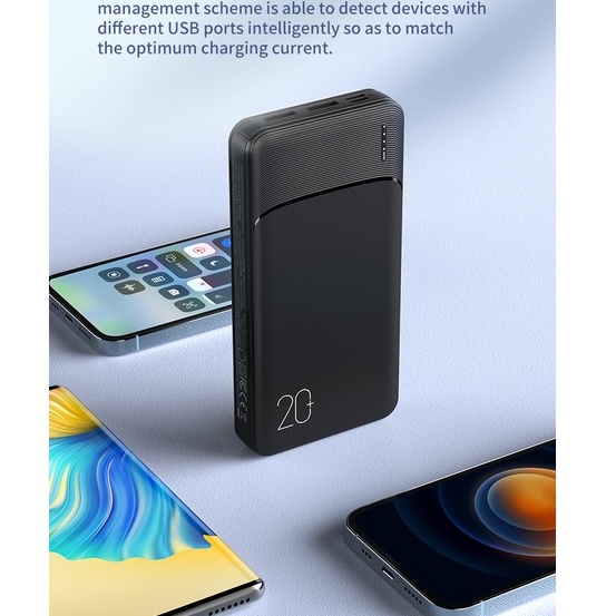 Pin sạc dự phòng Rockspace P200 20000mAh sạc nhanh 2 cổng USB Micro Type C - Hàng chính hãng