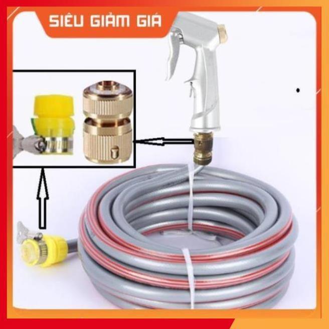 Bộ dây vòi xịt nước rửa xe, tưới cây .tăng áp 3 lần,loại 3m,5m 206701 đầu đồng,cút đồng,nối đồng+ tặng mở chai