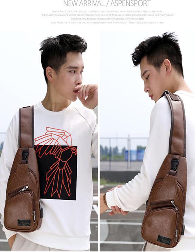 Túi đeo chéo nam da 4 ngăn