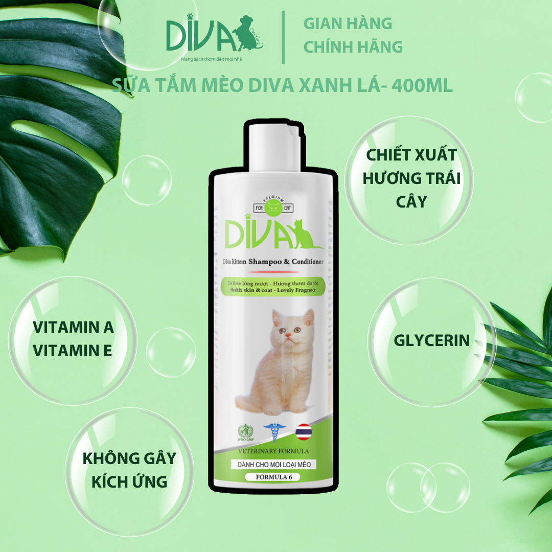 SỮA TẮM MÈO DIVA XANH LÁ 400ML (DIVA FORMULA 6)