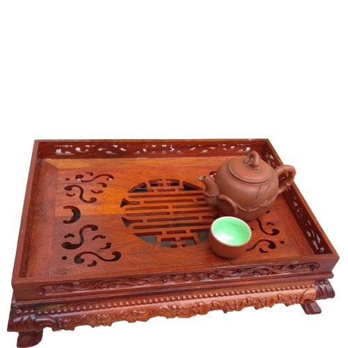 Khay trà chân quỳ gỗ hương cao cấp
