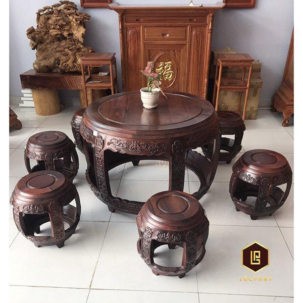 Bộ đôn trống uống trà gỗ cẩm sang trọng -BTC009