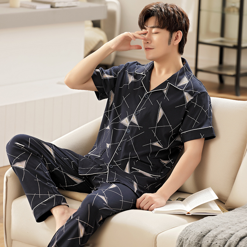 Pijama nam cộc tay-Đồ bộ nam bộ hè chất vải COTTON 100% dày dặn, thông thoáng