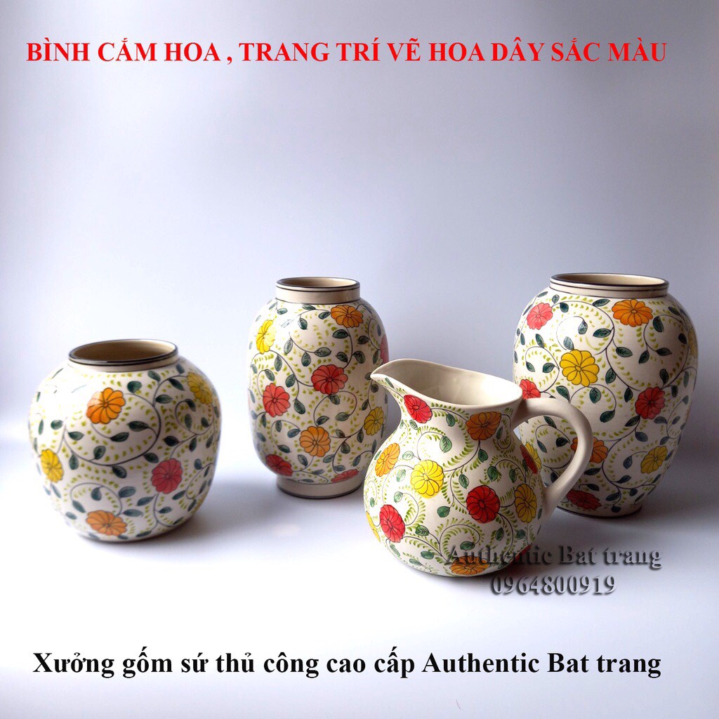 BÌNH CẮM HOA, PHONG CÁC CHÂU ÂU - HỌA TIẾT HOA DÂY ĐỘC ĐÁO Gốm sứ bát tràng chính hãng 100%