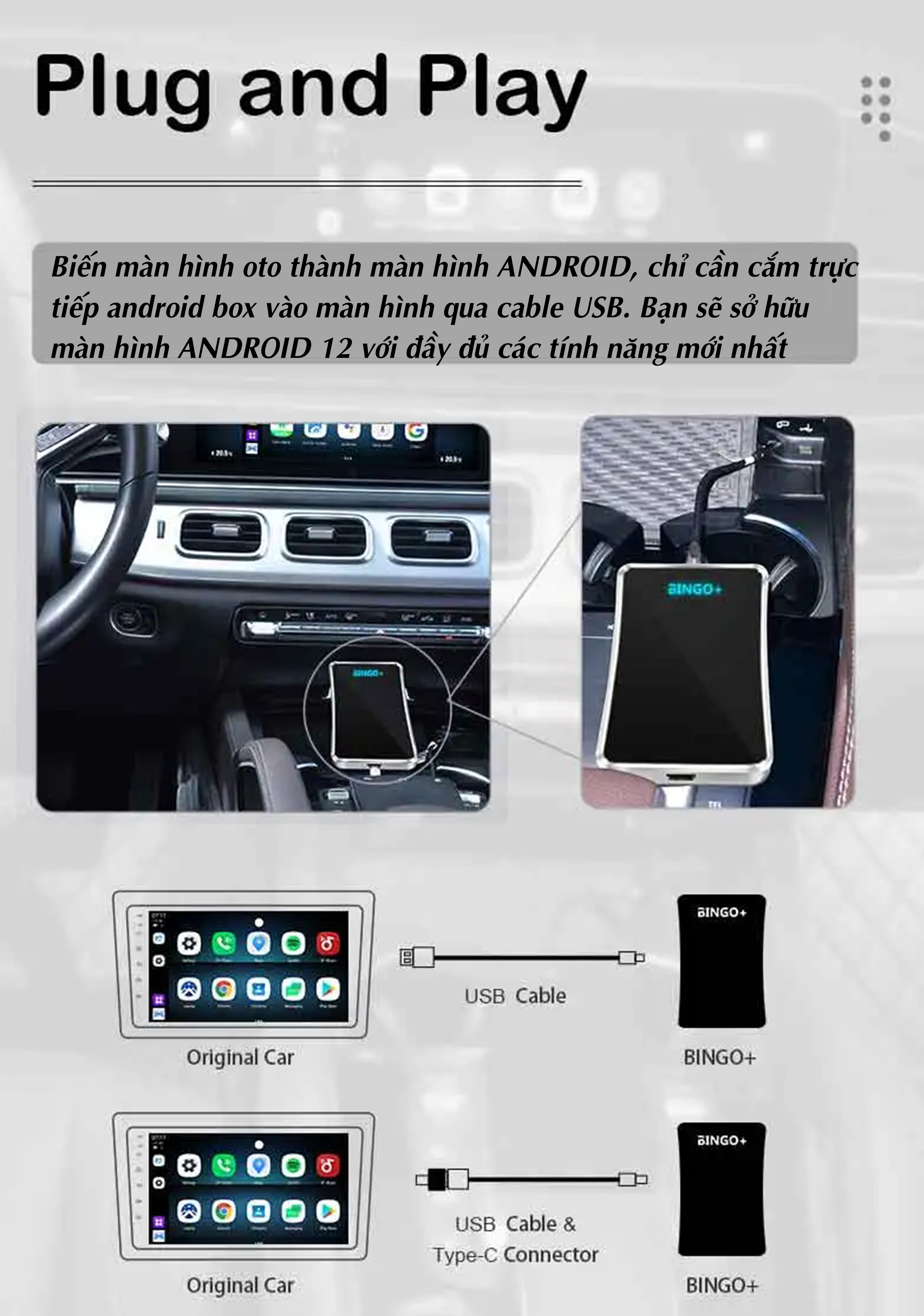 Carplay Box AI Adapter BINGO - Biến Màn Hình Nguyên Bản Của Xe Hơi Thành Màn Hình Android Chỉ Bằng Vài Thao Tác Đơn Giản