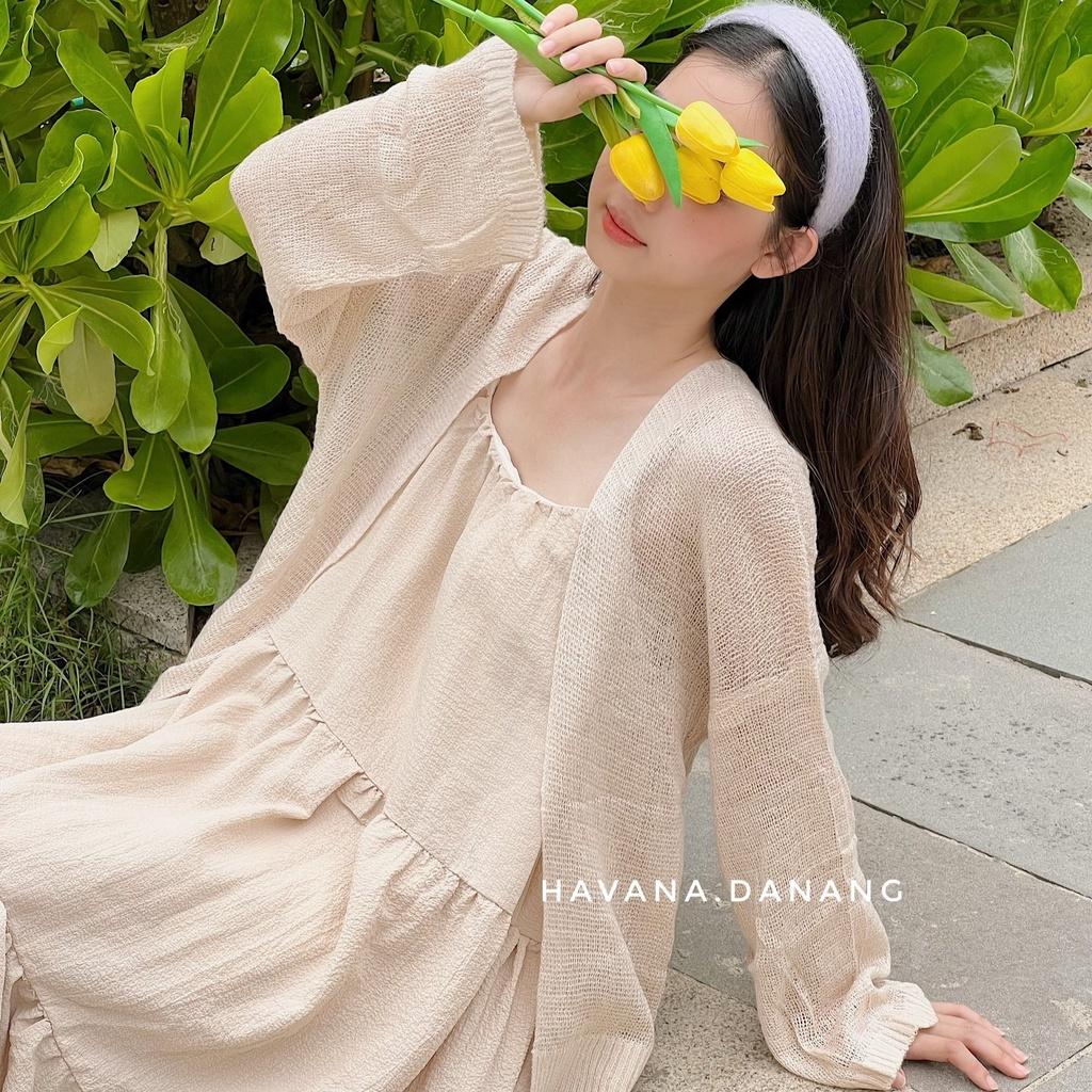 Áo khoác cardigan len mỏng, áo khoác nữ dài tay phong cách Hàn Quốc