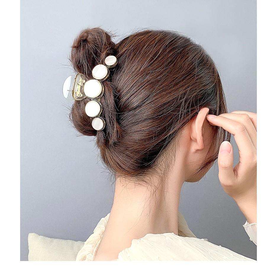 Kẹp tóc nhựa đính xà cừ loại lớn phong cách Hàn Quốc, phụ kiện tóc KT005 - Filibra