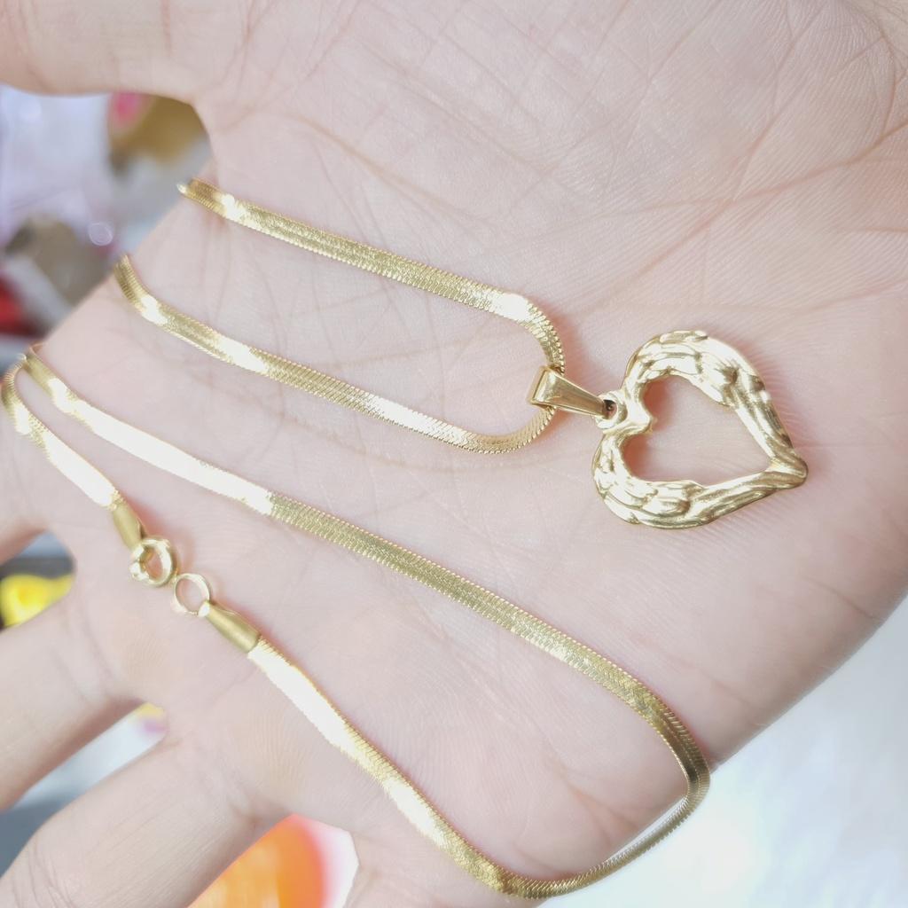 Dây Chuyền Dập Trái Tim Đúc Nhẹ Titanium Cao Cấp-Dùng lâu dài tắm rửa thoải mái không đen