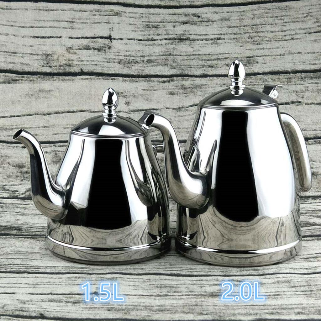 1.5L Stainless Steel Teapot Tea / Coffee Pot Kettle with Mesh Filter Infuser
