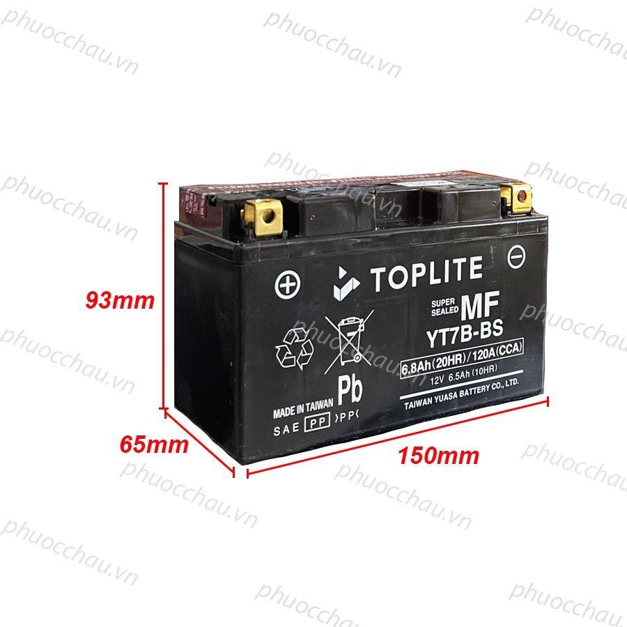 Ắc quy xe moto Toplite YT7B-BS 12V - 6.5AH, dùng cho Yamaha BWS 125 (Zuma, MBK Booster)