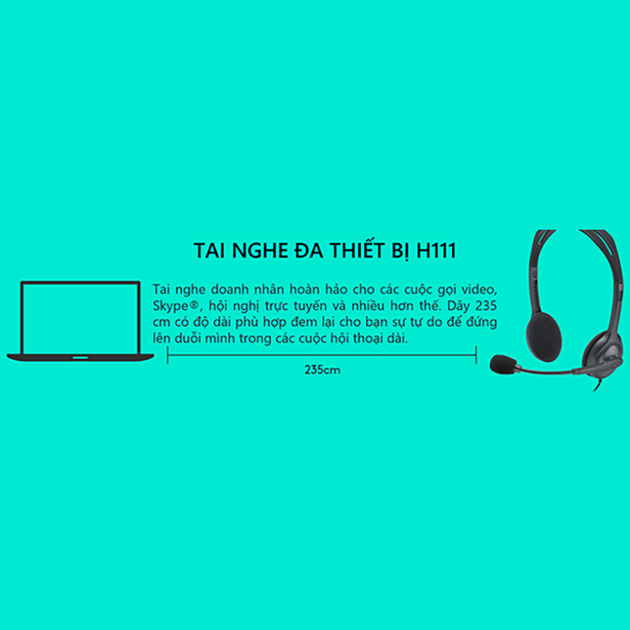 Tai nghe chụp tai Logitech H111 - Hàng chính hãng